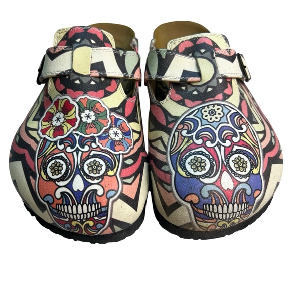 Calceo Size 39 (8.5) Sugar Skull Print Women’s Clog Shoes - Picture 1 of 8